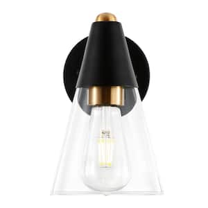 Petra 4.75 in. Black/Brass Wall Sconce