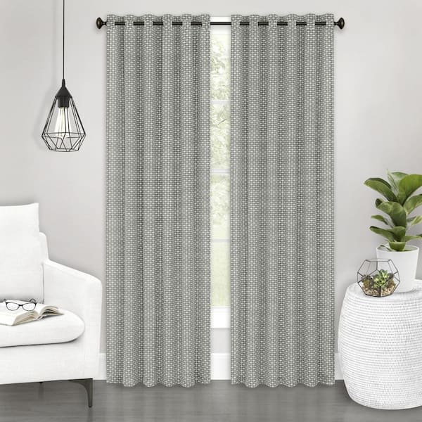 Achim Bedford Front Tab Window Curtain Panel, Grey, 63 in