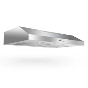 30 in. 600 CFM Convertible Ductless Under Cabinet Range Hood With 3 Speed Exhaust Fan and 2 LED Lights, Stainless Steel