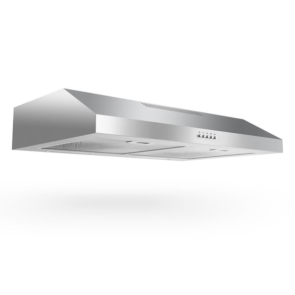 Velivi 30 in. 600 CFM Convertible Ductless Under Cabinet Range Hood With 3 Speed Exhaust Fan and 2 LED Lights, Stainless Steel