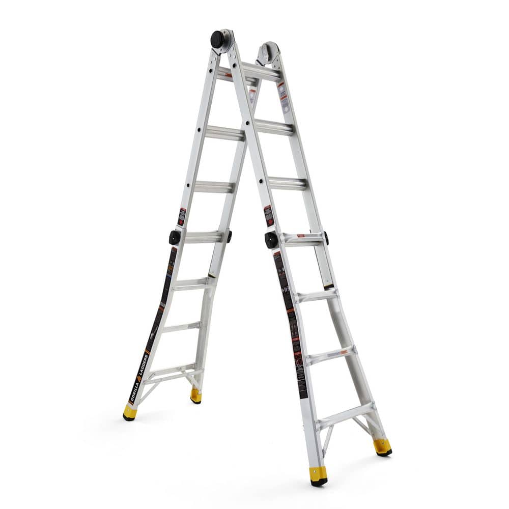 zanger berouw hebben etiket Gorilla Ladders 18 ft. Reach MPXA Aluminum Multi-Position Ladder with 300  lbs. Load Capacity Type IA Duty Rating GLMPXA-18 - The Home Depot