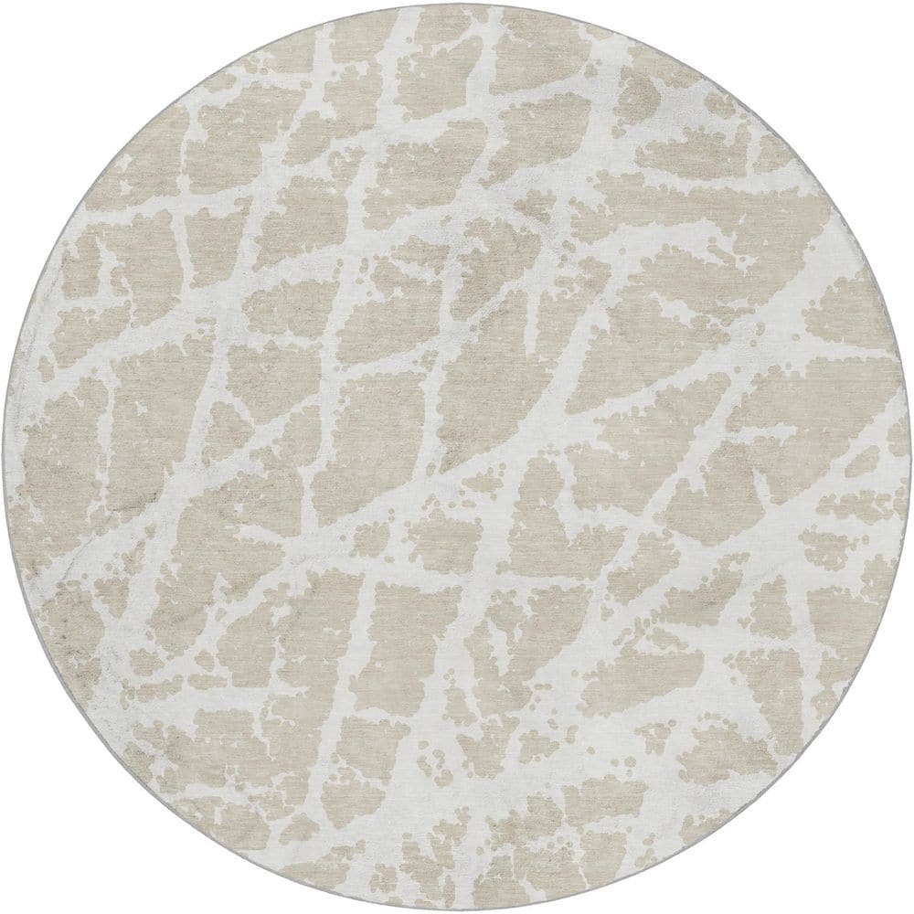 Dream Shag Premium Machine Washable Abstract ADS501 Beige 8 ft. x 8 ft. Round Rug price history on PriceWatchPro