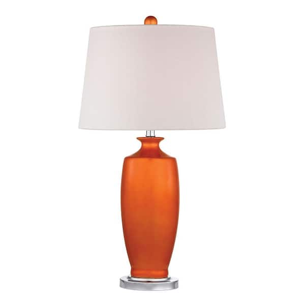 Titan Lighting Halisham 27 in. Tangerine Orange Ceramic Table Lamp
