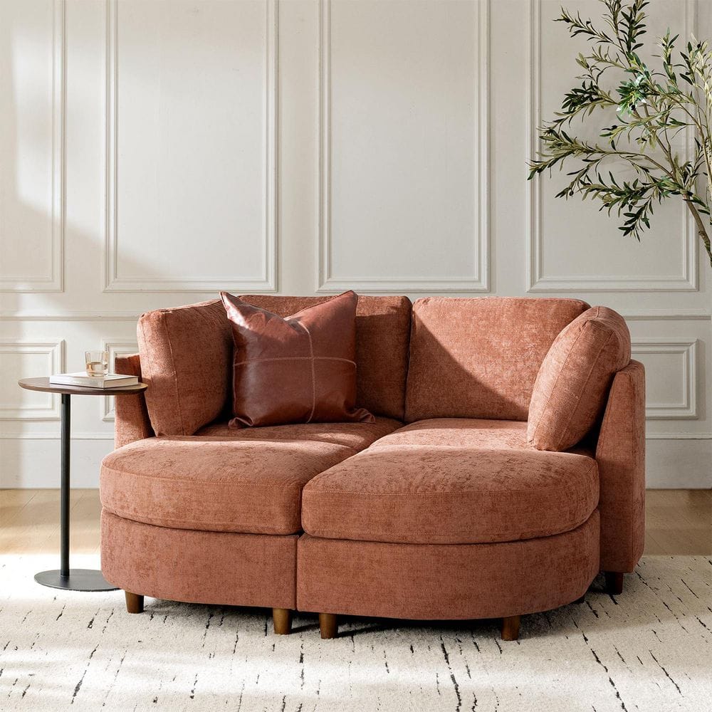 Gianna 57 in. Slpoe Arm Polyester Modular Storage Sectional Sofa with End Table in Coral price history on PriceWatchPro