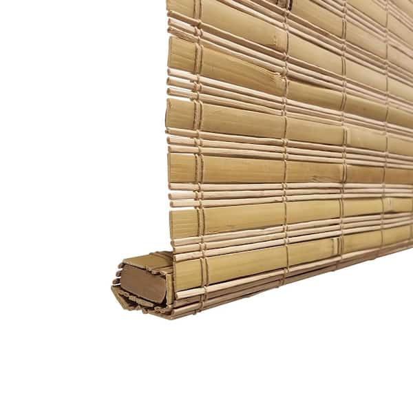 Home Decorators Collection Modern Farmhouse Cut To Size Honey Flat Weave Cordless Light Filtering Bamboo Shade 35 In W X 72 In L 2258535e The Home Depot
