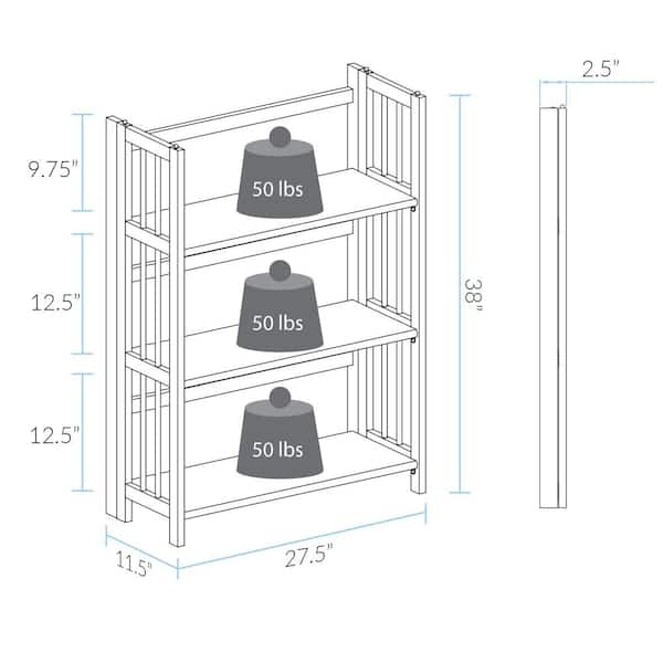 3 - Shelf Folding shops Stackable Bookcase 27.5