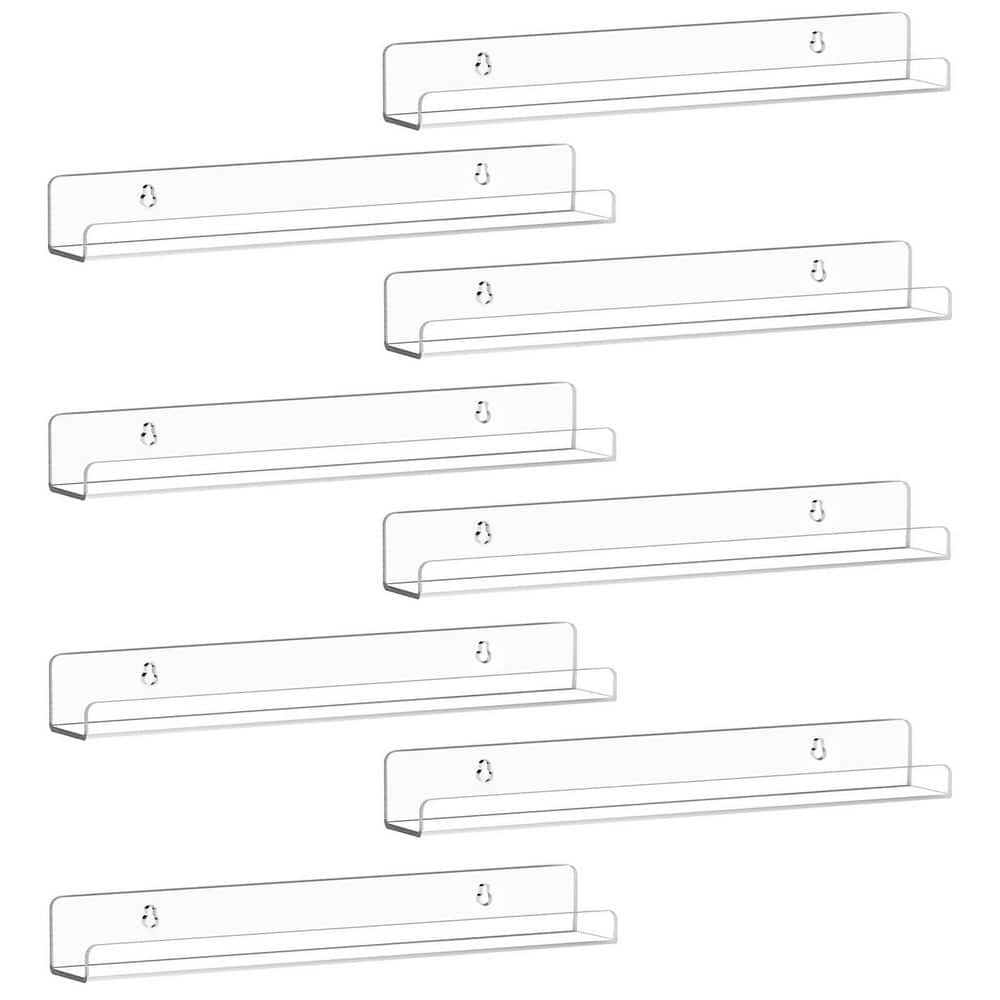 12 in. W x 1.7 in. D Clear Acrylic Vinyl Record Shelf Wall Mount, Decorativ