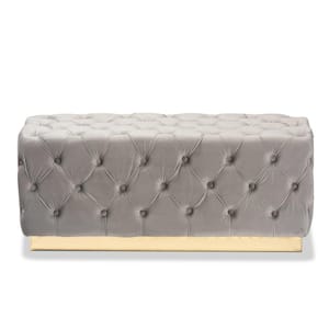 Corrine Grey and Gold Ottoman