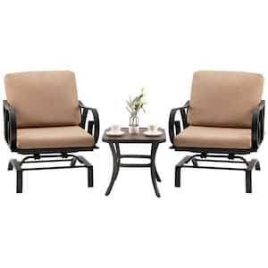 3-Piece steel Luxury Outdoor Patio Conversation Set with Padded Cushion