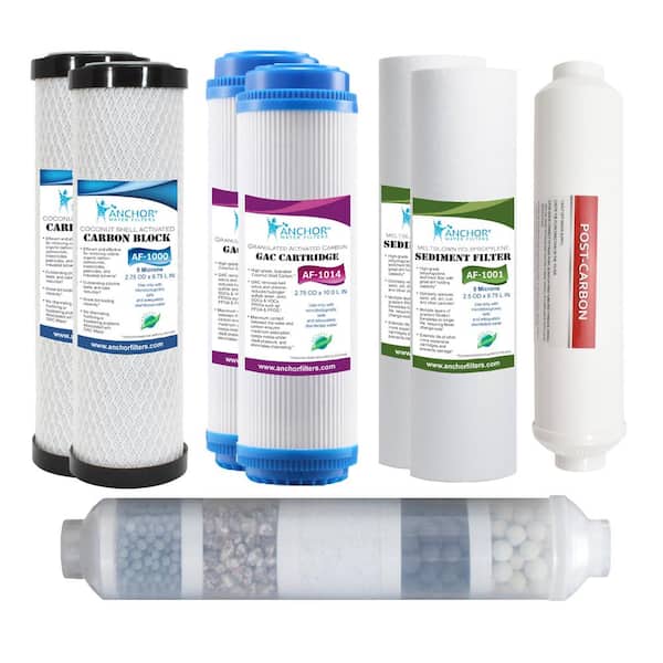 ANCHOR WATER FILTERS 1-Year Replacement Water Filter Cartridge Set for 6-Stage RO System without Membrane