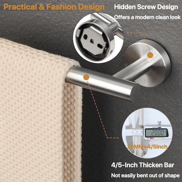 24 in. Wall mount Towel Bar in Stainless Steel Brushed Silver