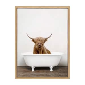 Sylvie "Highland Cow in Tub Color" by Amy Peterson Art Studio Framed Canvas Wall Art 18 in. x 24 in.