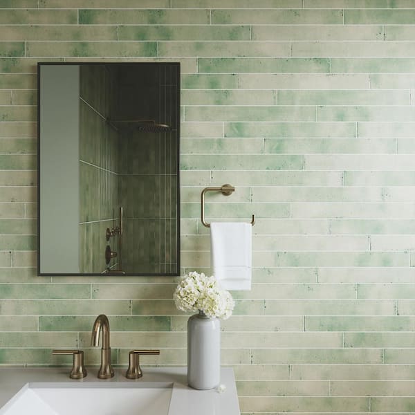 Phoenix Aquamarine 1-7/8 in. x 17-3/4 in. Porcelain Floor and Wall Tile (7.42 sq. ft./Case)