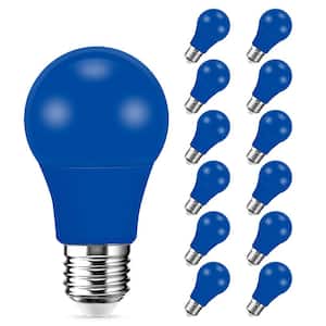 60-Watt Equivalent 9-Watt A19 E26 Base Non-Dimmable Blue LED Colored Light Bulb 9000K (12-Pack)