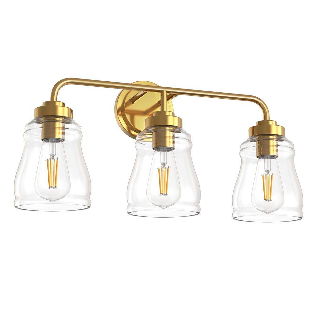 22 in. 3-Light Copper Vanity Light with Stepped Arm and Glass Shade for Bathroom price history on PriceWatchPro