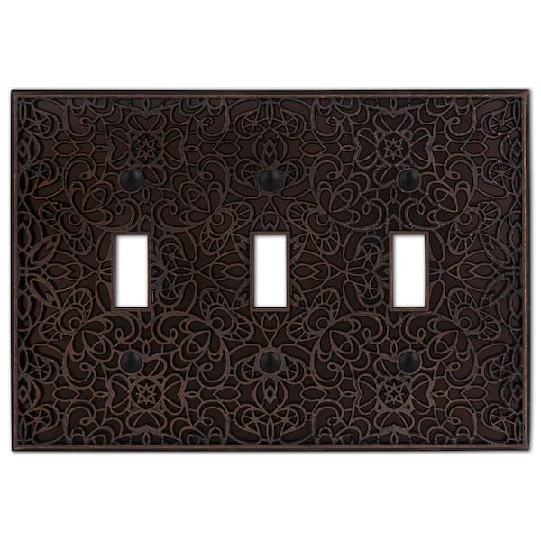 AMERELLE Momfort 3 Gang Toggle Metal Wall Plate - Aged Bronze