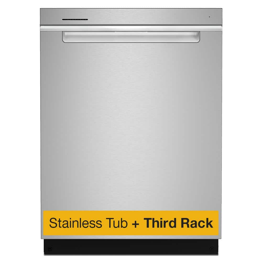 Whirlpool Top Control 24-inch Fingerprint Resistant Stainless Steep Top Control Built-In Tall Tub Dishwasher With Third Rack, 47-dBA