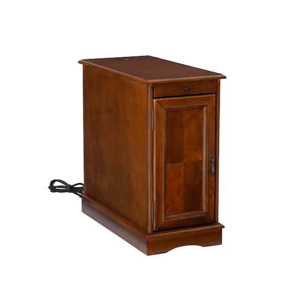 Powell Company Butte 24 in. Hazelnut Brown Rectangle Wood End Table with USB