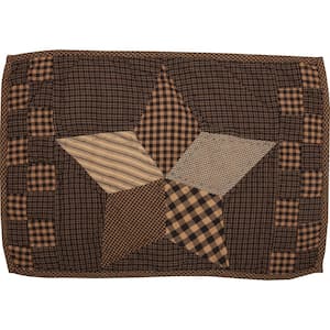 Farmhouse Star Quilted 12 in. W x 18 in. L Black Creme Cotton Placemat (Set of 6)