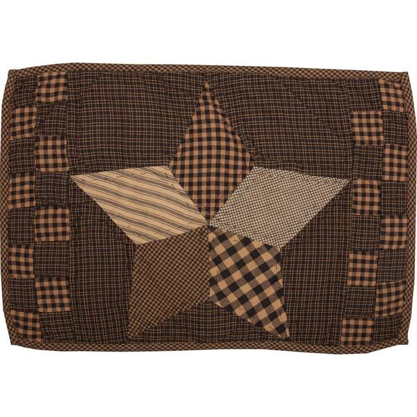 VHC BRANDS Farmhouse Star Quilted 12 in. W x 18 in. L Black Creme Cotton Placemat (Set of 6)