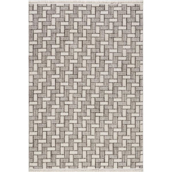 Alora Geometric Tassels Area Ivory 9 ft. x 12 ft. Indoor Area Rug