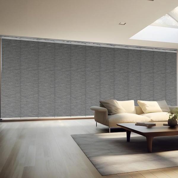 EMOH Heather 140 in. x 260 in. W x 94 in. L Adjustable 12-Panel, Satin Nickel Double Rail Panel Track with 23.5 in. Slates