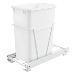 White Single Pull Out 35 Qt. Sliding Trash Can for Kitchen Cabinet