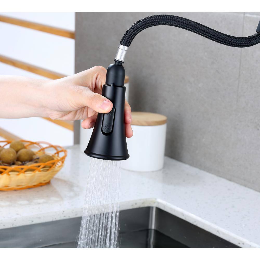 Matte Black Touchless Kitchen Faucet with Pull-out Spray