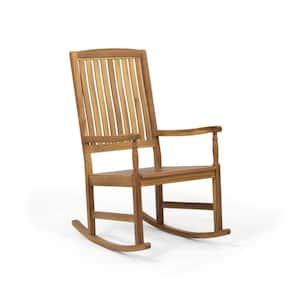 Rustic Style High Quality Acacia Wood Outdoor Rocking Chair with Traditional Slat, High Back, Stable and Sturdy in Teak