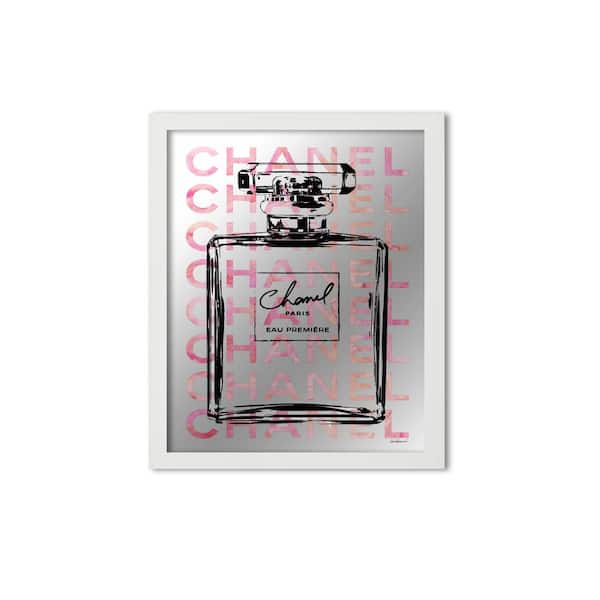 Stupell Industries Glam Perfume Bottle Text Pattern White Framed Mirror, Design by Amanda Greenwood, 16" x 20"