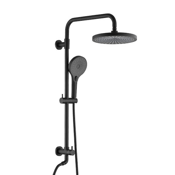 2-spray 9.84 in. Dual Shower Head and Handheld Shower Head Wall Mount Shower Set 2.5 GPM in Matte Black