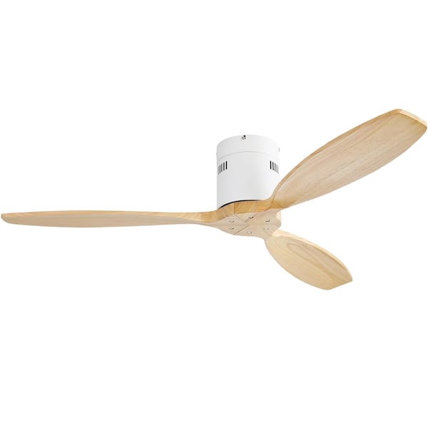 Sofucor 52 in. Indoor/Outdoor Flush Mount White Ceiling Fan Without ...