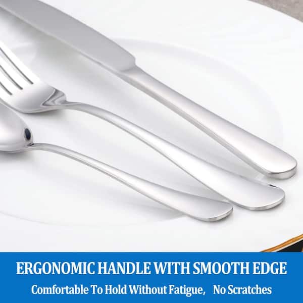 Stainless Steel Forks and Spoons Set with Food Grade, Mirror Polished for Home, Kitchen and Restaurant (16-Pack)
