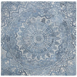 Marquee Blue/Ivory 8 ft. x 8 ft. Floral Oriental Square Area Rug
