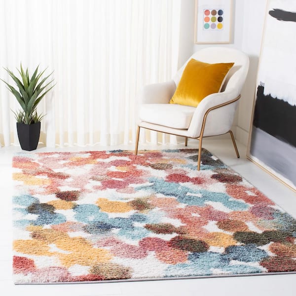 Calista 3 ft. x 5 ft. Red/Blue Abstract Geometric Area Rug