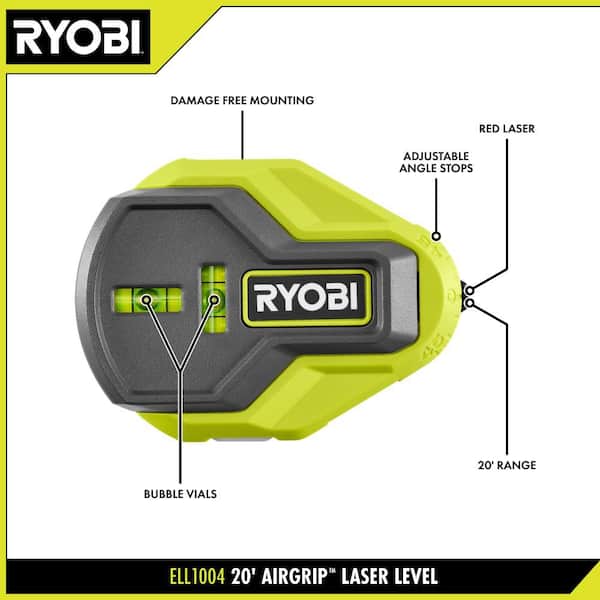 RYOBI 20' AirGrip Laser Level ELL1004 - The Home Depot