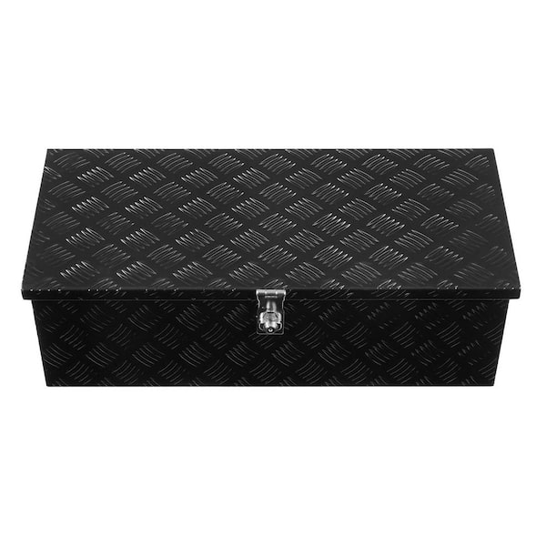 Truck Bed Tool Box, 30 in. Black Aluminum Side Truck Tool Box-Heavy Duty with Stripes Plated & Side Handle Features