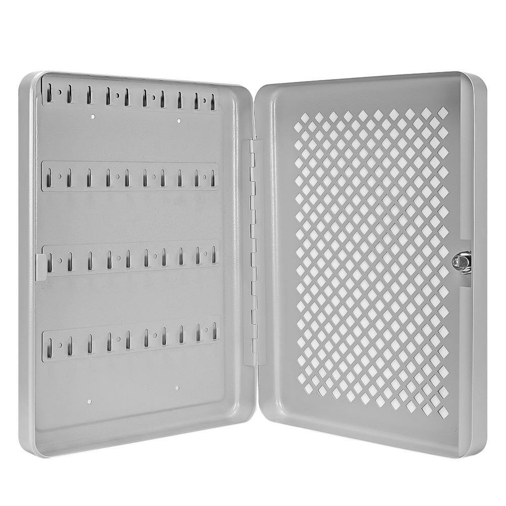 Gray Steel 40-Key Lock Box with Green Tags
