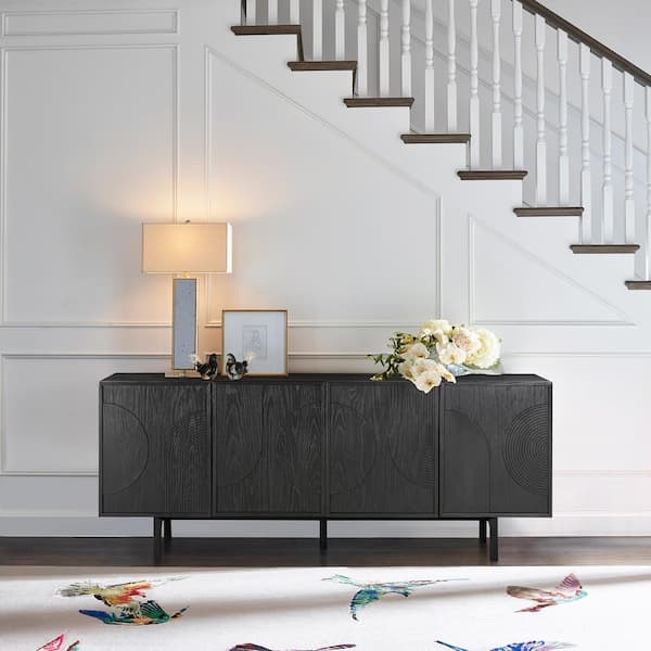 Holland Black 4-Door Sideboard Buffet