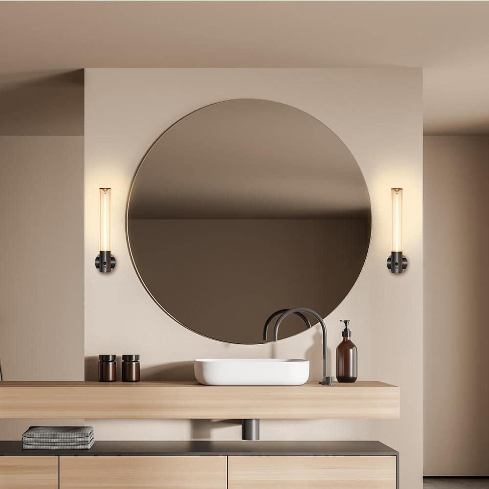 Gray Cylinder Battery Operated Dimmable LED Wall Sconce