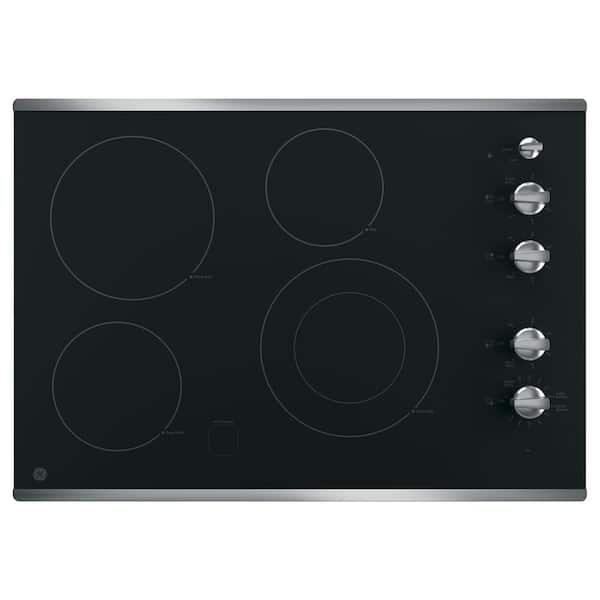 GE 30 in. Radiant Electric Cooktop in Stainless Steel with 4 Elements including Power Boil