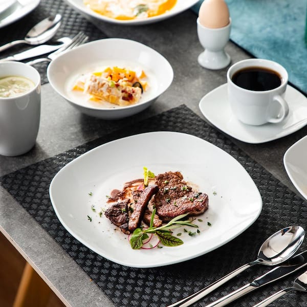 vancasso 50-Piece Neutral White Porcelain Dinnerware Set ELISA-50