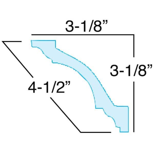 American Pro Decor 3-1/8 in. x 3-1/8 in. x 96 in. Plain Recycled Polystyrene Crown Moulding Pro Pack 40 LF (5-Pack)