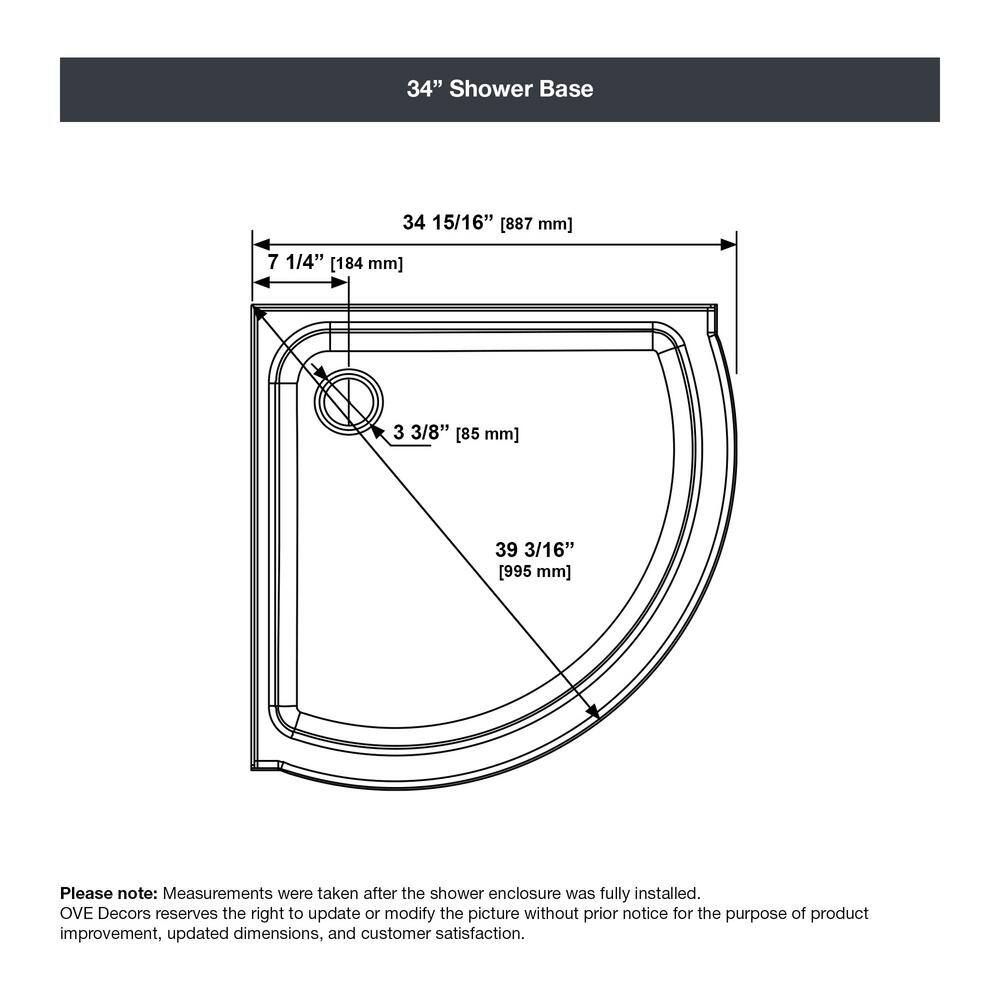 Breeze 35" Black Curved Corner Shower Kit with Clear Glass