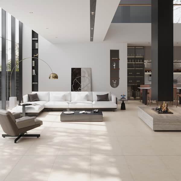 Regalia 24x48 in. Crema Beige Matte Porcelain Marble-look Vein Large Tile (15.5 sq ft/case, 2-Pack)