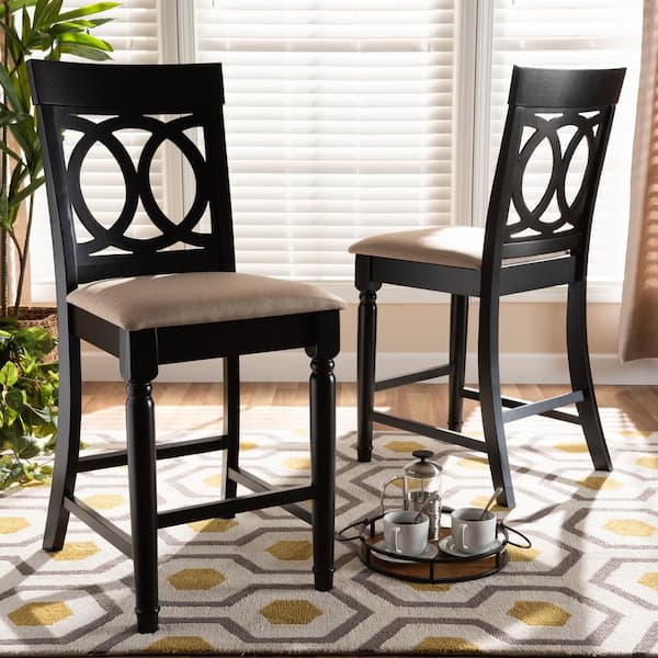 Verina 43 in. Sand and Espresso Counter Stool (Set of 2)