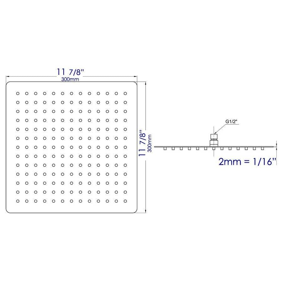 Ultra Thin Polished Stainless Steel Square Rain Shower Head
