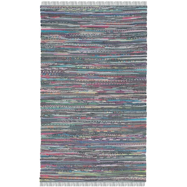 Rag Rug Aqua/Multi 4 ft. x 6 ft. Striped Area Rug