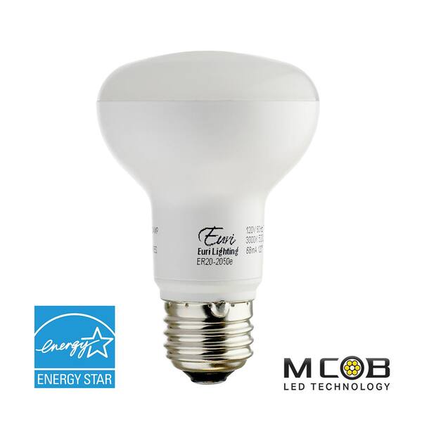 Euri Lighting 50W Equivalent Cool White (5000K) R20 Dimmable MCOB LED Flood Light Bulb