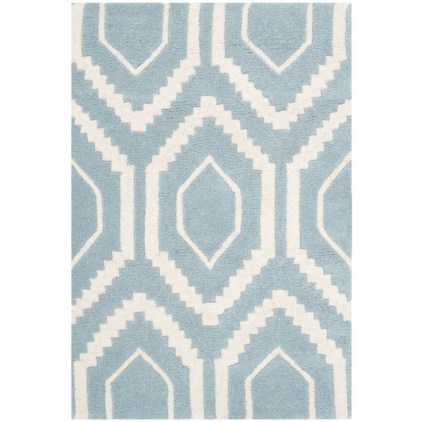 SAFAVIEH Chatham Blue/Ivory 2 ft. x 3 ft. Multi-Diamond Geometric Area Rug